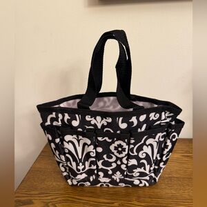 Thirty-One Mini Organizer Black Parisian Pop Tote EUC
